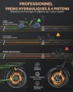 Vélo électrique TESWAY pour adultes – Double moteur 3600 W, batterie 52 V 60 Ah (autonomie jusqu'à 320 km), pneus « Fat » 20 pouces tout-terrain, suspension intégrale, freins hydrauliques. – Image 7