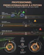 Vélo électrique TESWAY pour adultes – Double moteur 3600 W, batterie 52 V 60 Ah (autonomie jusqu'à 320 km), pneus « Fat » 20 pouces tout-terrain, suspension intégrale, freins hydrauliques. – Image 7