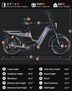 Vélo électrique TESWAY pour adultes – Double moteur 3600 W, batterie 52 V 60 Ah (autonomie jusqu'à 320 km), pneus « Fat » 20 pouces tout-terrain, suspension intégrale, freins hydrauliques. – Image 8