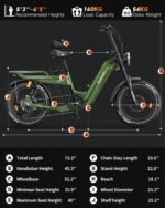 Vélo électrique TESWAY pour adultes – Double moteur 3600 W, batterie 52 V 60 Ah (autonomie jusqu'à 320 km), pneus « Fat » 20 pouces tout-terrain, suspension intégrale, freins hydrauliques. – Image 10